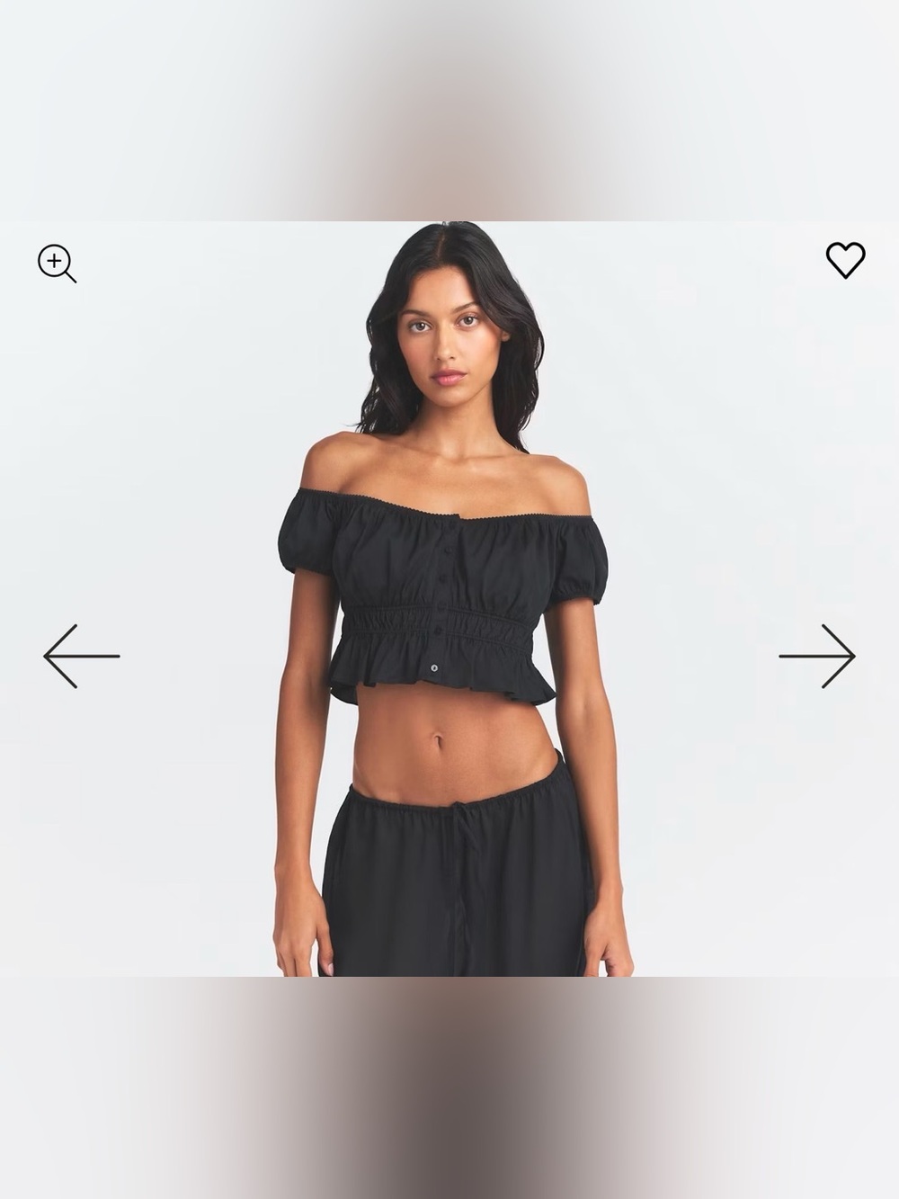 POPLIN APPAREL OFF THE SHOULDER TOP STYLE:TP-SSL-12209W COLOR: ONYX SIZE: L